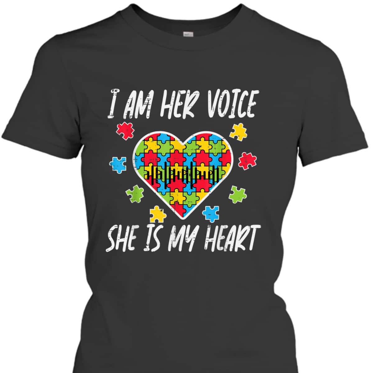 I Am Her Voice She Is My Heart Autism Awareness Mom Dad T-Shirt I Am Her Voice She Is My Heart Autism Awareness Mom Dad T-Shirt