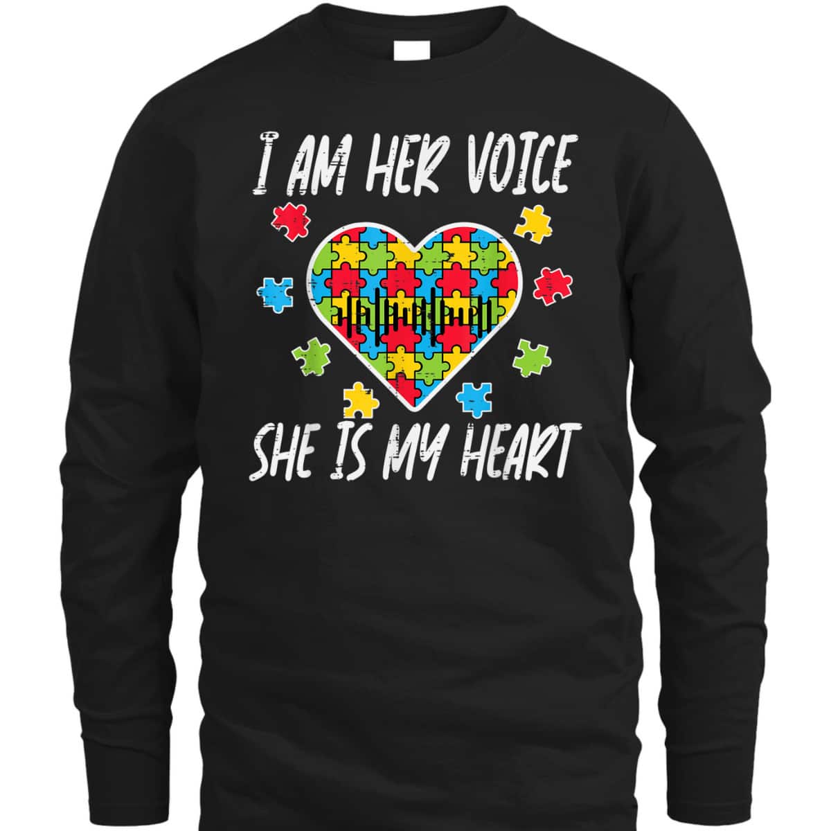 I Am Her Voice She Is My Heart Autism Awareness Mom Dad T-Shirt