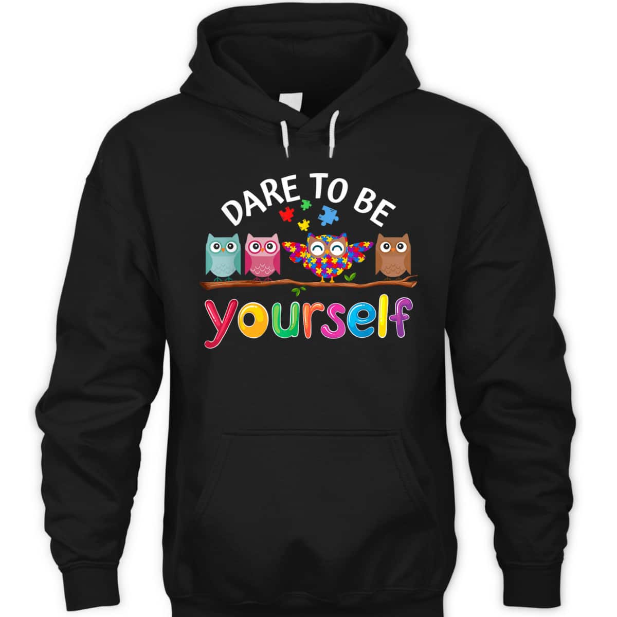 Dare To Be Yourself Autism Awareness Boys Girls Kids Owl T-Shirt