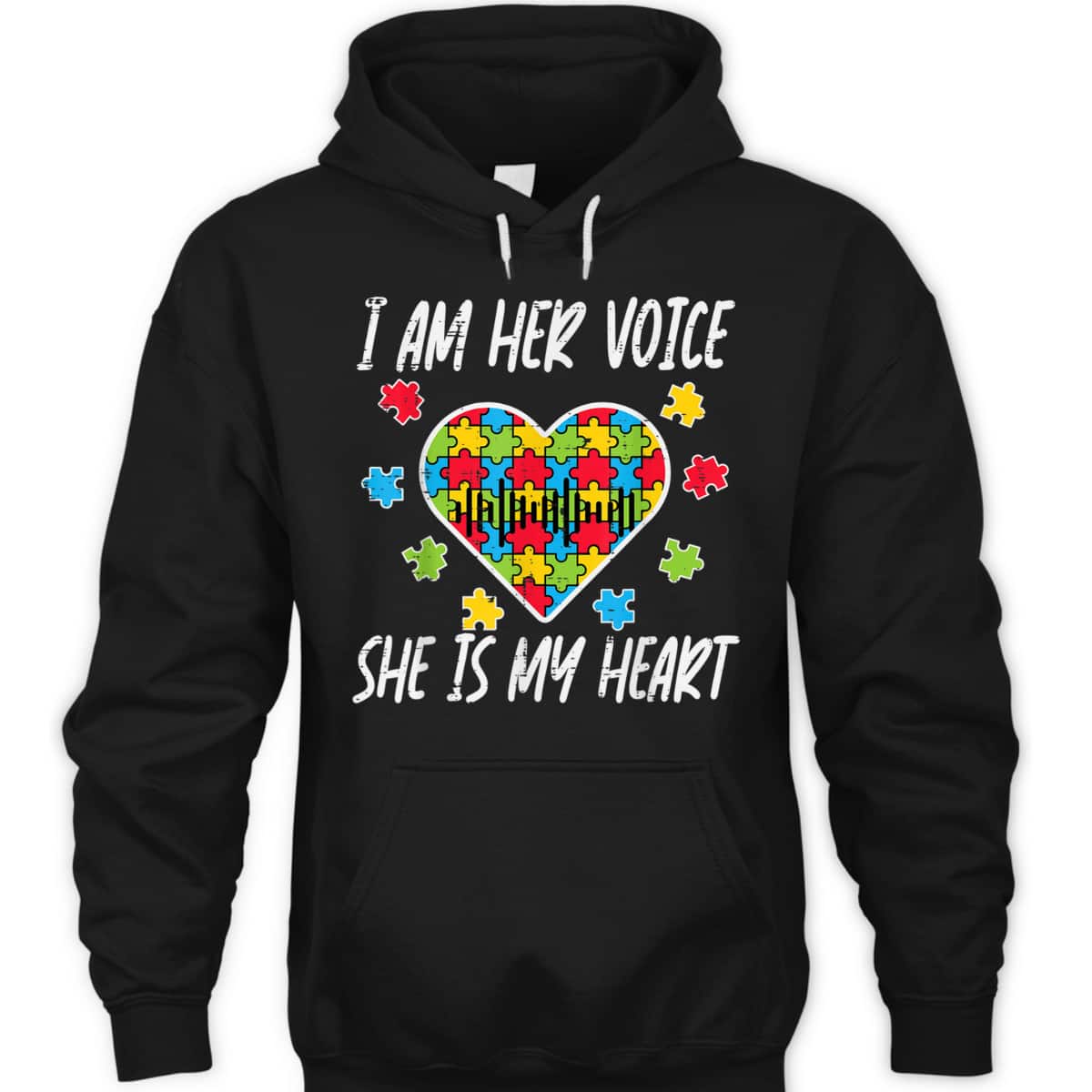I Am Her Voice She Is My Heart Autism Awareness Mom Dad T-Shirt