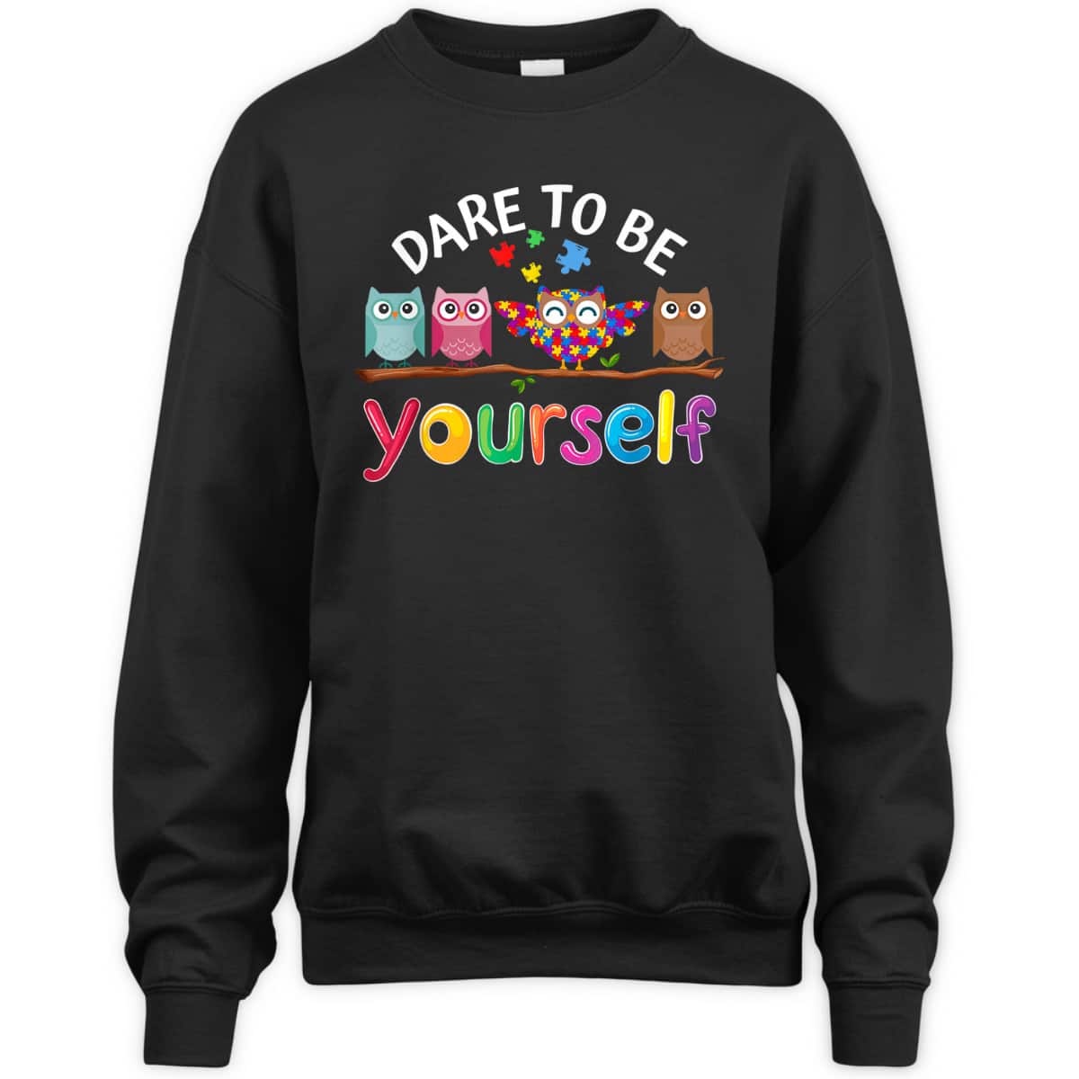 Dare To Be Yourself Autism Awareness Boys Girls Kids Owl T-Shirt