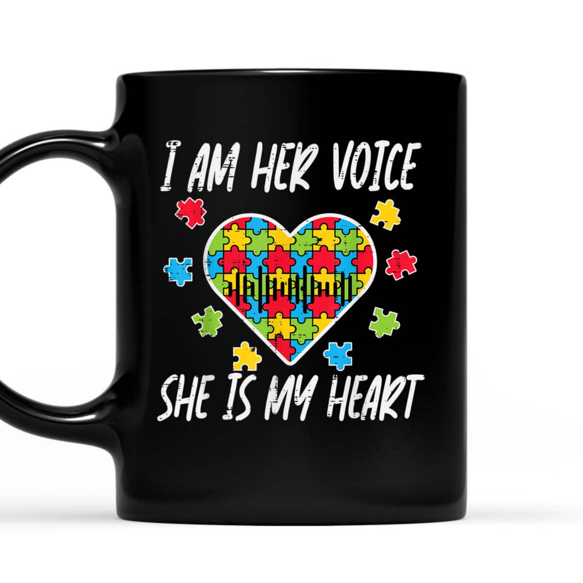 I Am Her Voice She Is My Heart Autism Awareness Mom Dad T-Shirt
