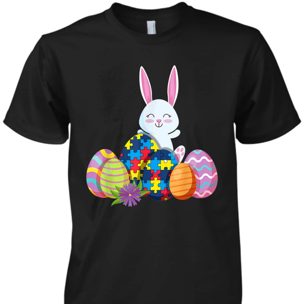Autism Awareness Puzzle Easter Bunny Eggs Funny T-Shirt