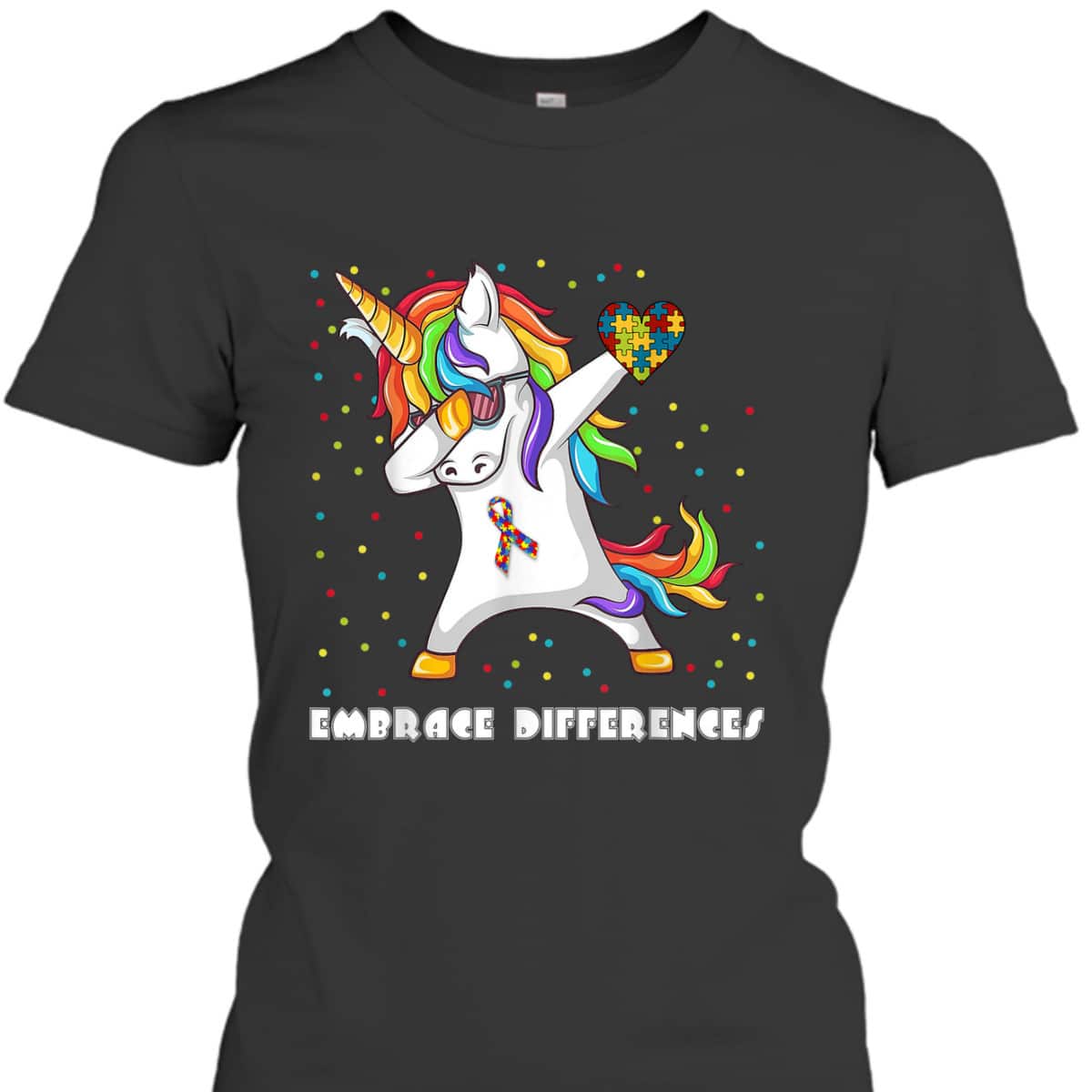 Embrace Differences Dabbing Unicorn Autism Awareness T-Shirt Embrace Differences Dabbing Unicorn Autism Awareness T-Shirt