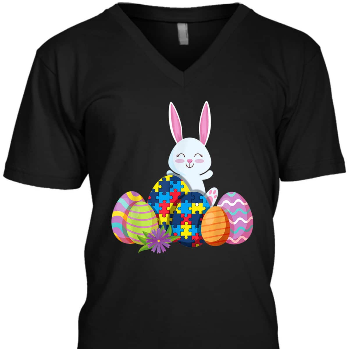 Autism Awareness Puzzle Easter Bunny Eggs Funny T-Shirt