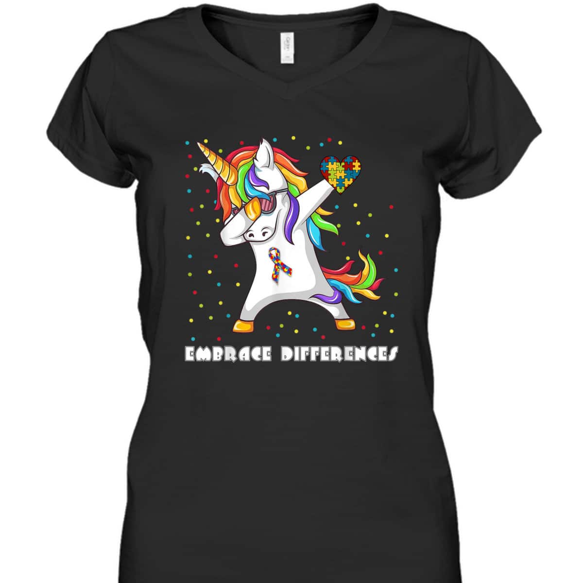 Embrace Differences Dabbing Unicorn Autism Awareness T-Shirt Embrace Differences Dabbing Unicorn Autism Awareness T-Shirt
