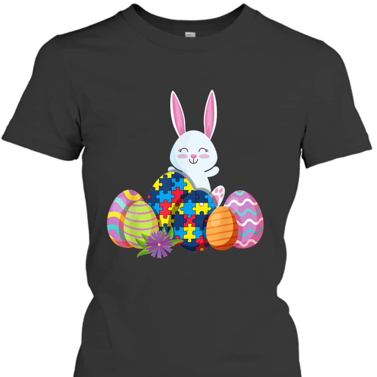 Autism Awareness Puzzle Easter Bunny Eggs Funny T-Shirt
