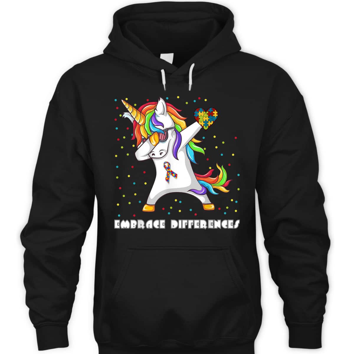 Embrace Differences Dabbing Unicorn Autism Awareness T-Shirt