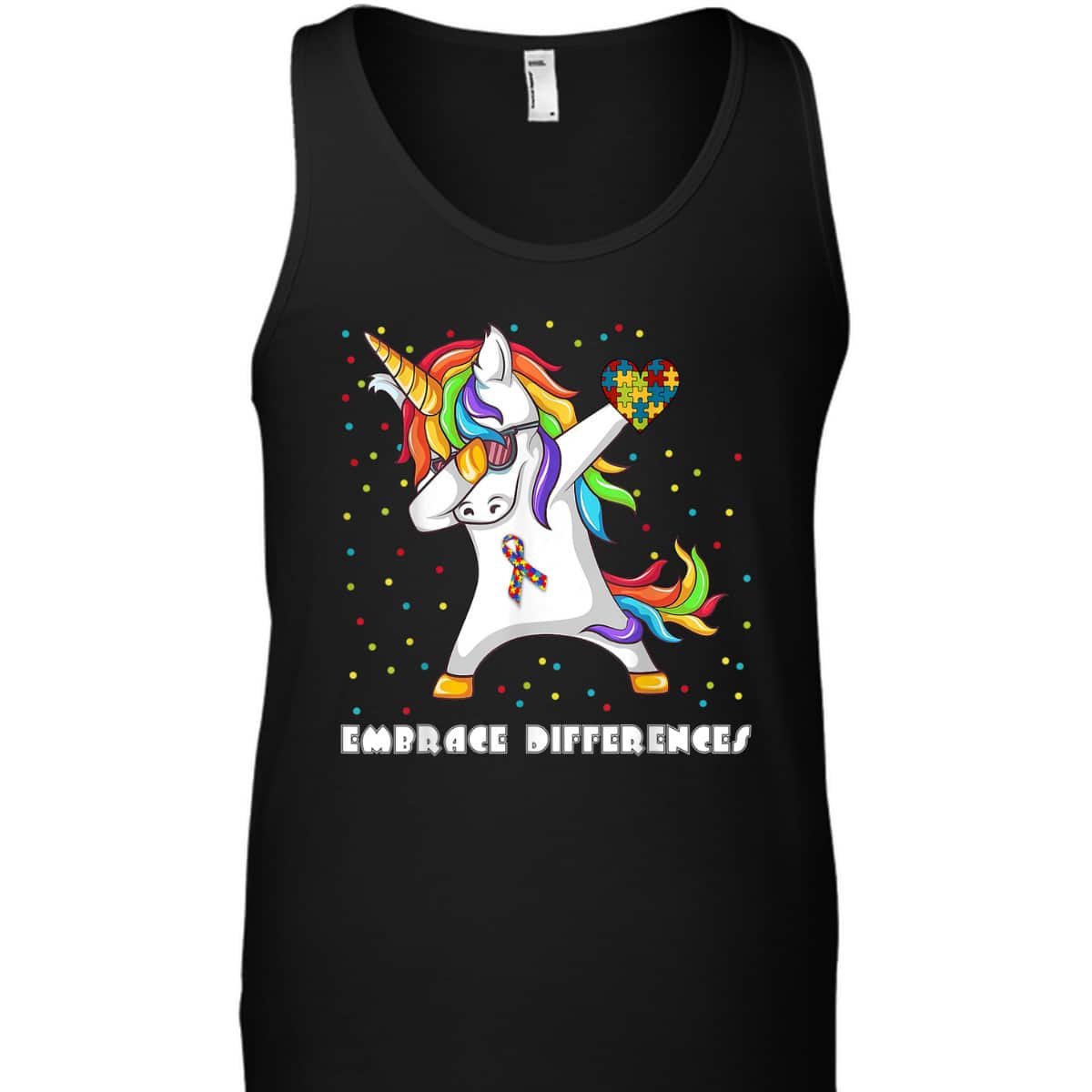 Embrace Differences Dabbing Unicorn Autism Awareness T-Shirt
