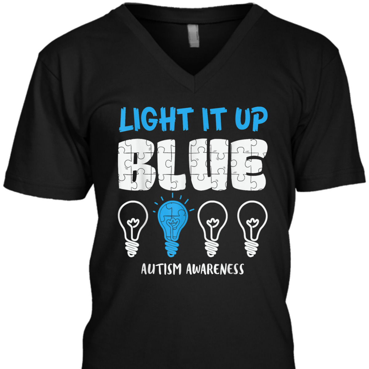 Light It Up Blue Autism Awareness Puzzle T-Shirt