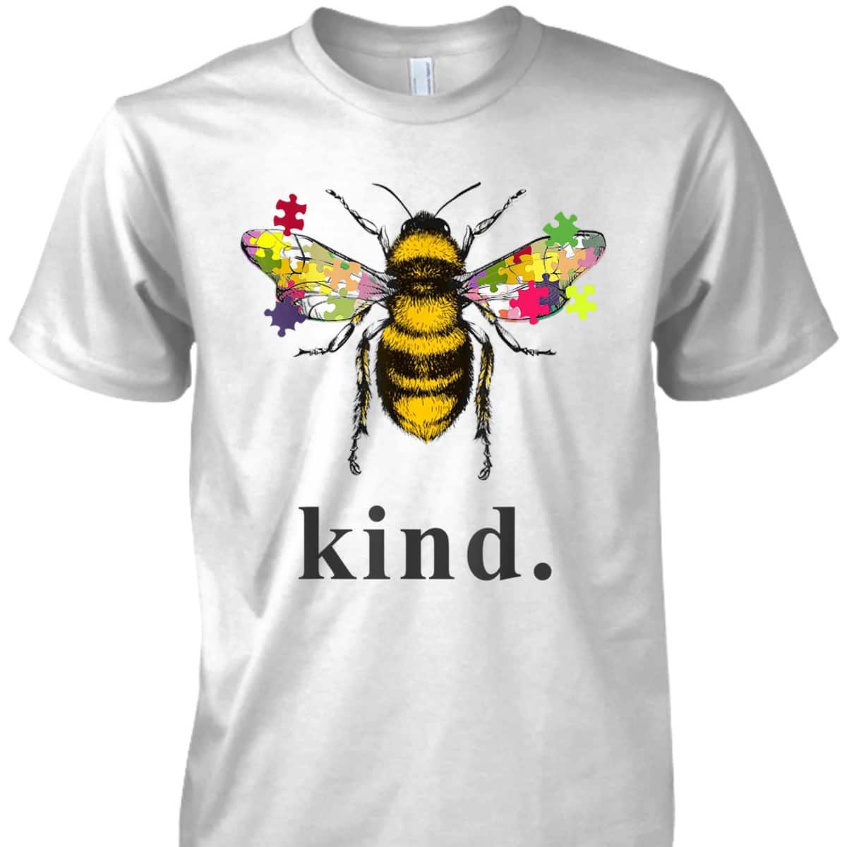 Autism Awareness Bee Kind Puzzle Pieces T-Shirt