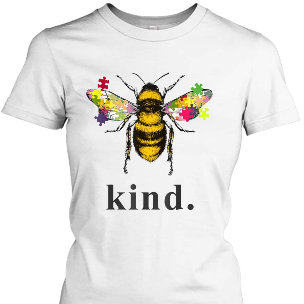 Autism Awareness Bee Kind Puzzle Pieces T-Shirt