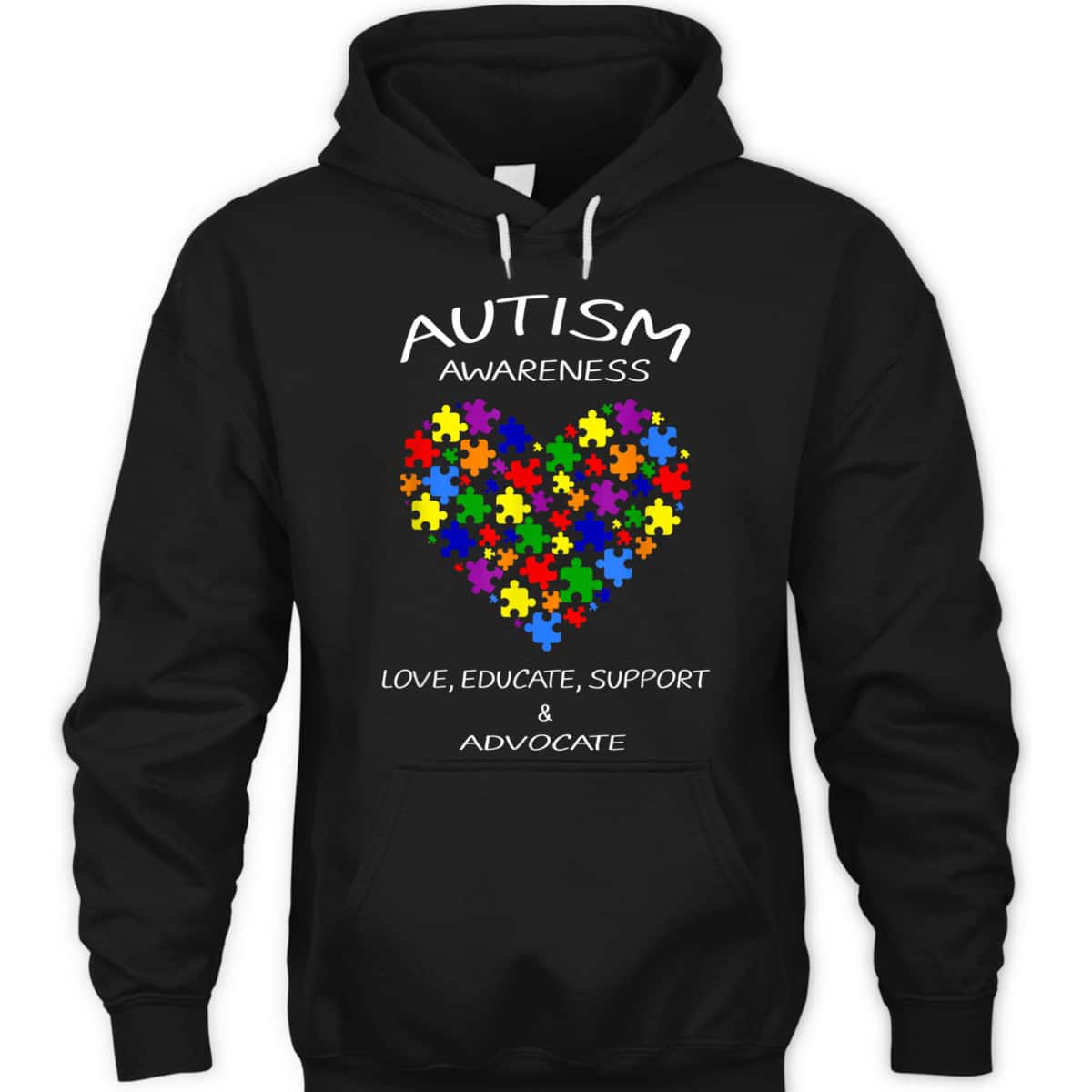 Autism Love Educate Support & Advocate Heart Puzzle T-Shirt