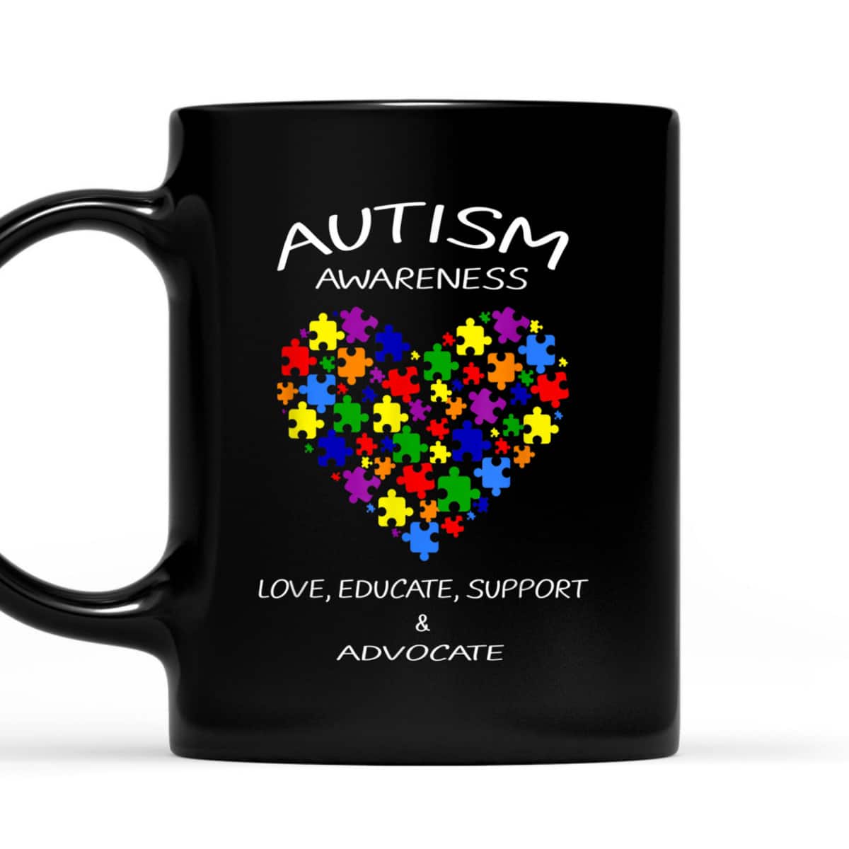 Autism Love Educate Support & Advocate Heart Puzzle T-Shirt