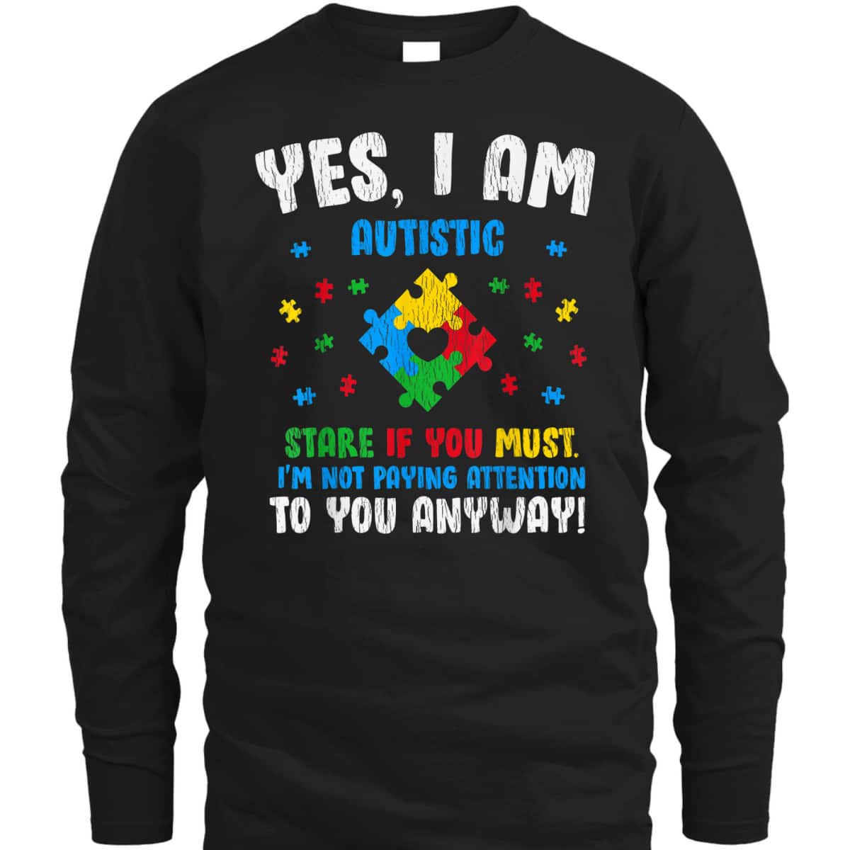 Vintage Yes I Am Autistic Kids Autism Awareness Puzzle T-Shirt