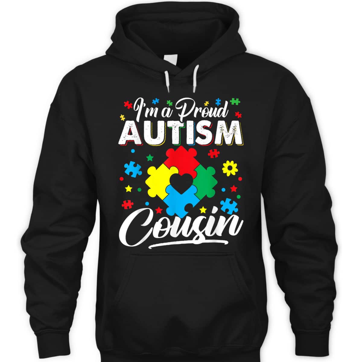 I'm A Proud Autism Cousin Love Heart Autism Awareness Puzzle T-Shirt