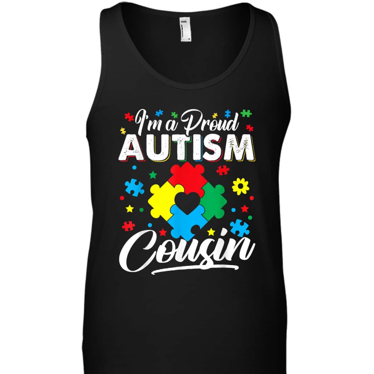 I'm A Proud Autism Cousin Love Heart Autism Awareness Puzzle T-Shirt