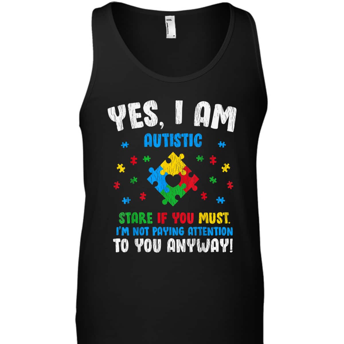 Vintage Yes I Am Autistic Kids Autism Awareness Puzzle T-Shirt