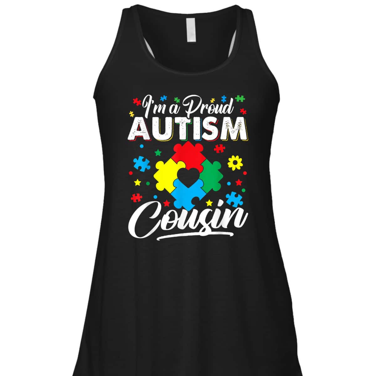 I'm A Proud Autism Cousin Love Heart Autism Awareness Puzzle T-Shirt