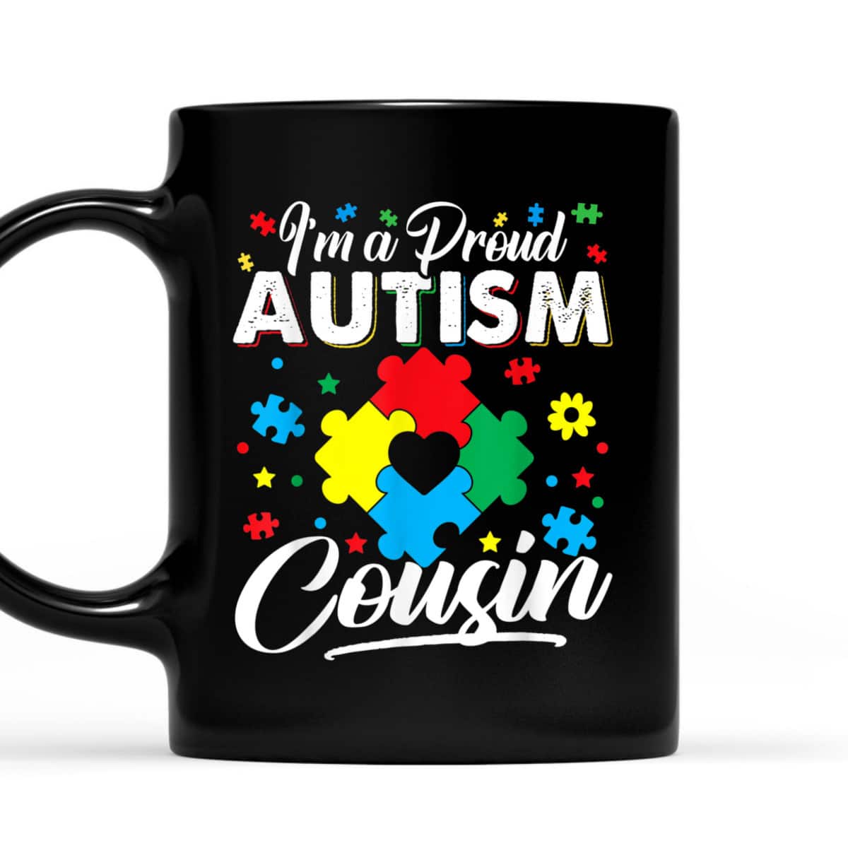 I'm A Proud Autism Cousin Love Heart Autism Awareness Puzzle T-Shirt