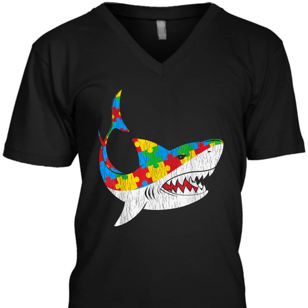 Vintage Shark Puzzle Autistic Kids Autism Awareness Shark T-Shirt Vintage Shark Puzzle Autistic Kids Autism Awareness Shark T-Shirt
