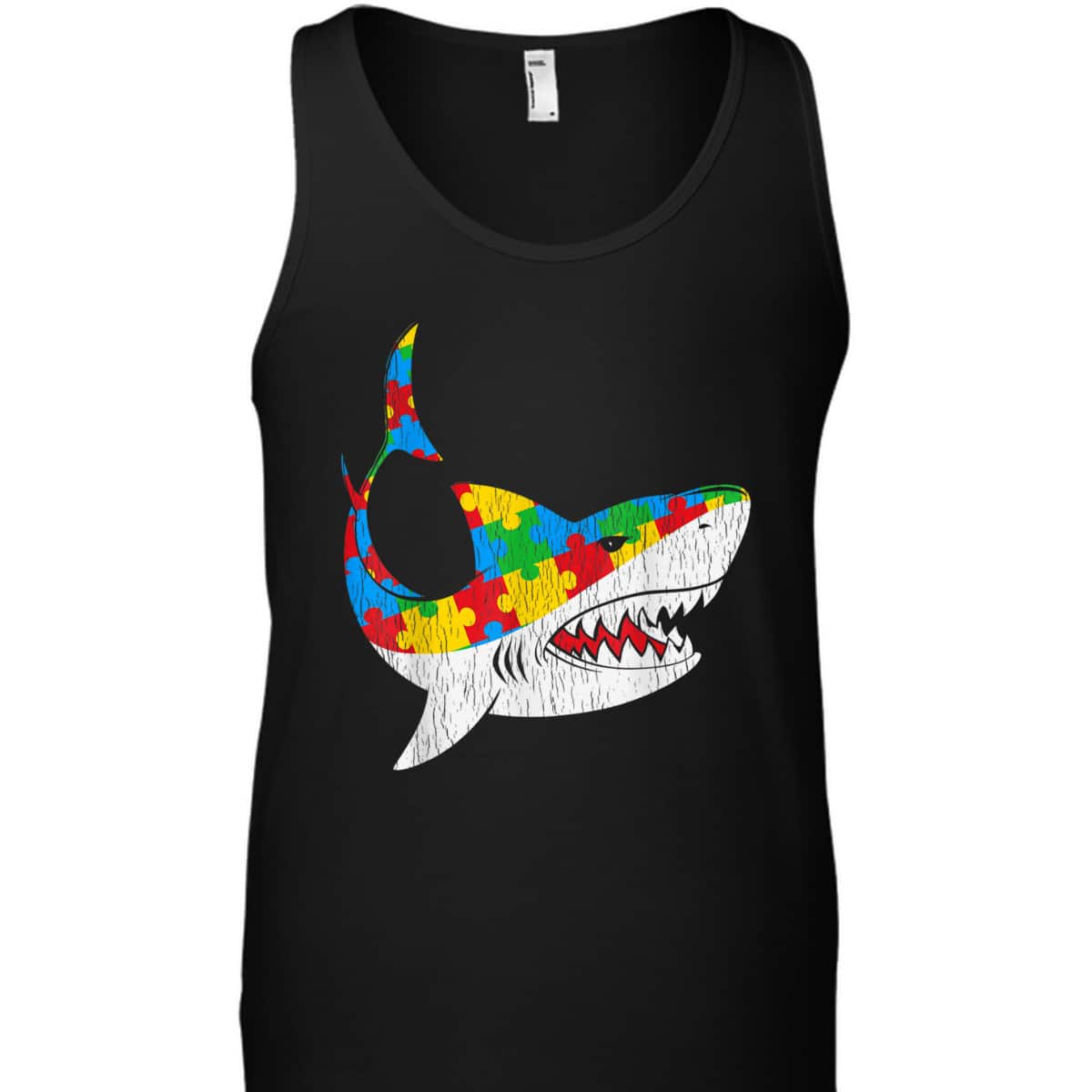 Vintage Shark Puzzle Autistic Kids Autism Awareness Shark T-Shirt