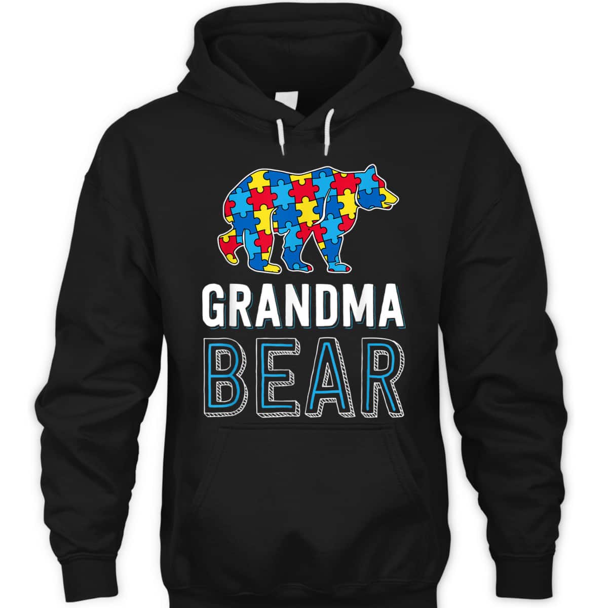 Grandma Bear World Autism Awareness Day Family Puzzle Piece T-Shirt