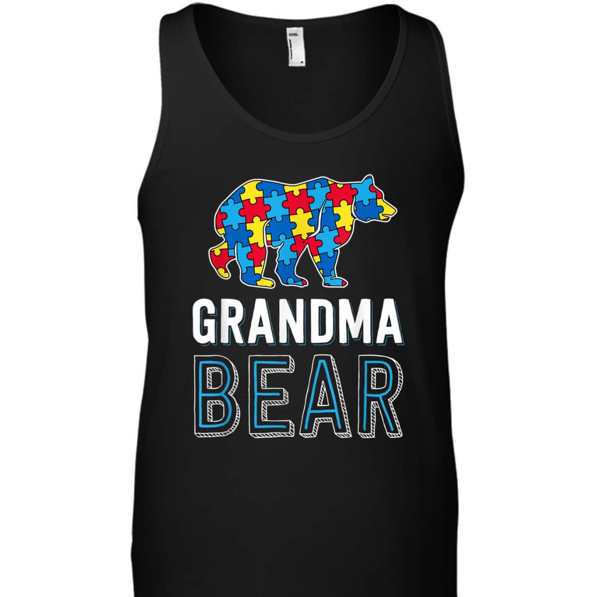 Grandma Bear World Autism Awareness Day Family Puzzle Piece T-Shirt