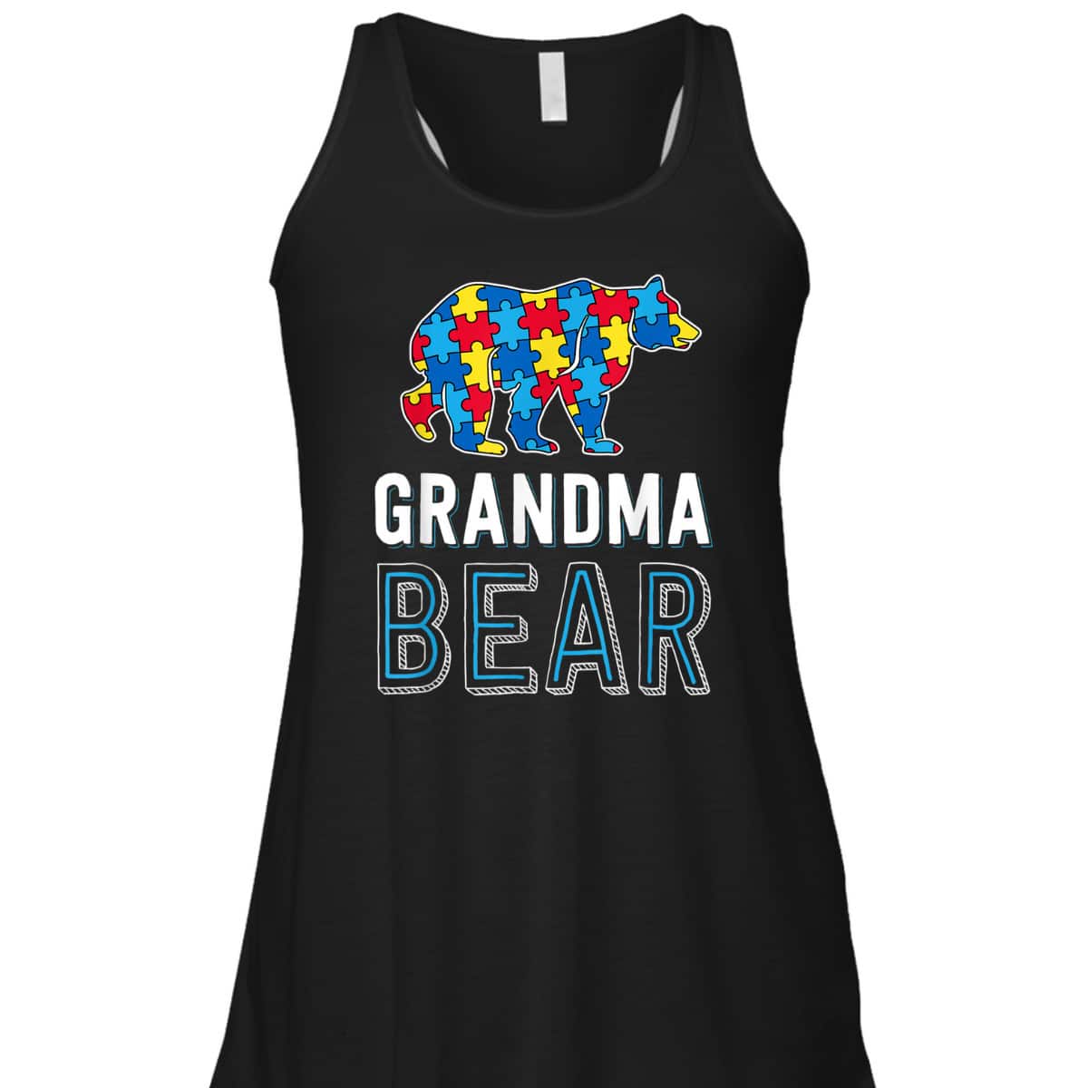 Grandma Bear World Autism Awareness Day Family Puzzle Piece T-Shirt