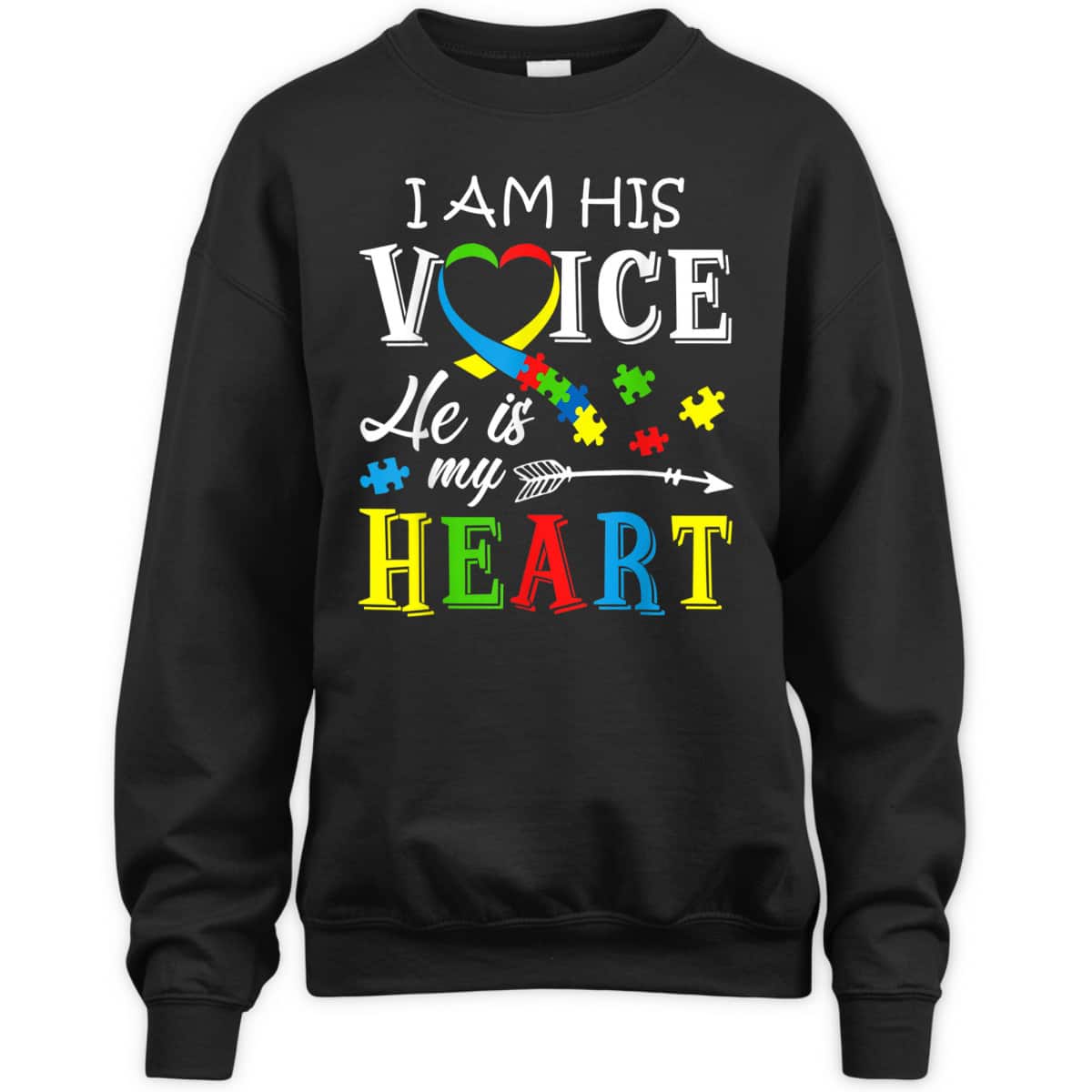 Autism Awareness I Am His Voice He Is My Heart Men Autism T-Shirt