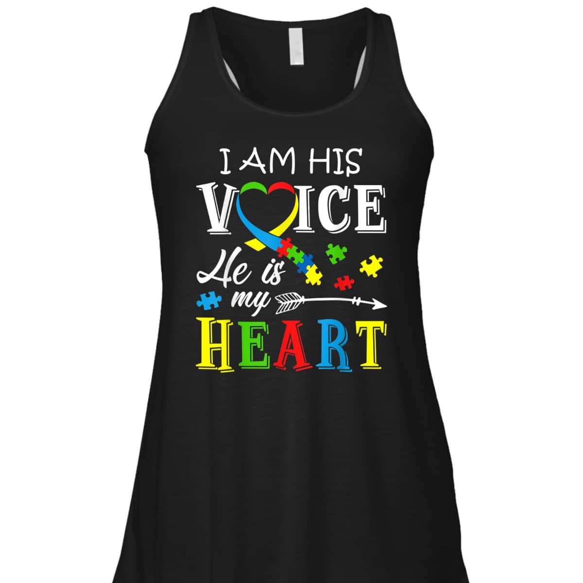 Autism Awareness I Am His Voice He Is My Heart Men Autism T-Shirt