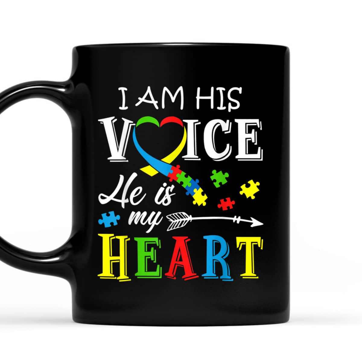 Autism Awareness I Am His Voice He Is My Heart Men Autism T-Shirt