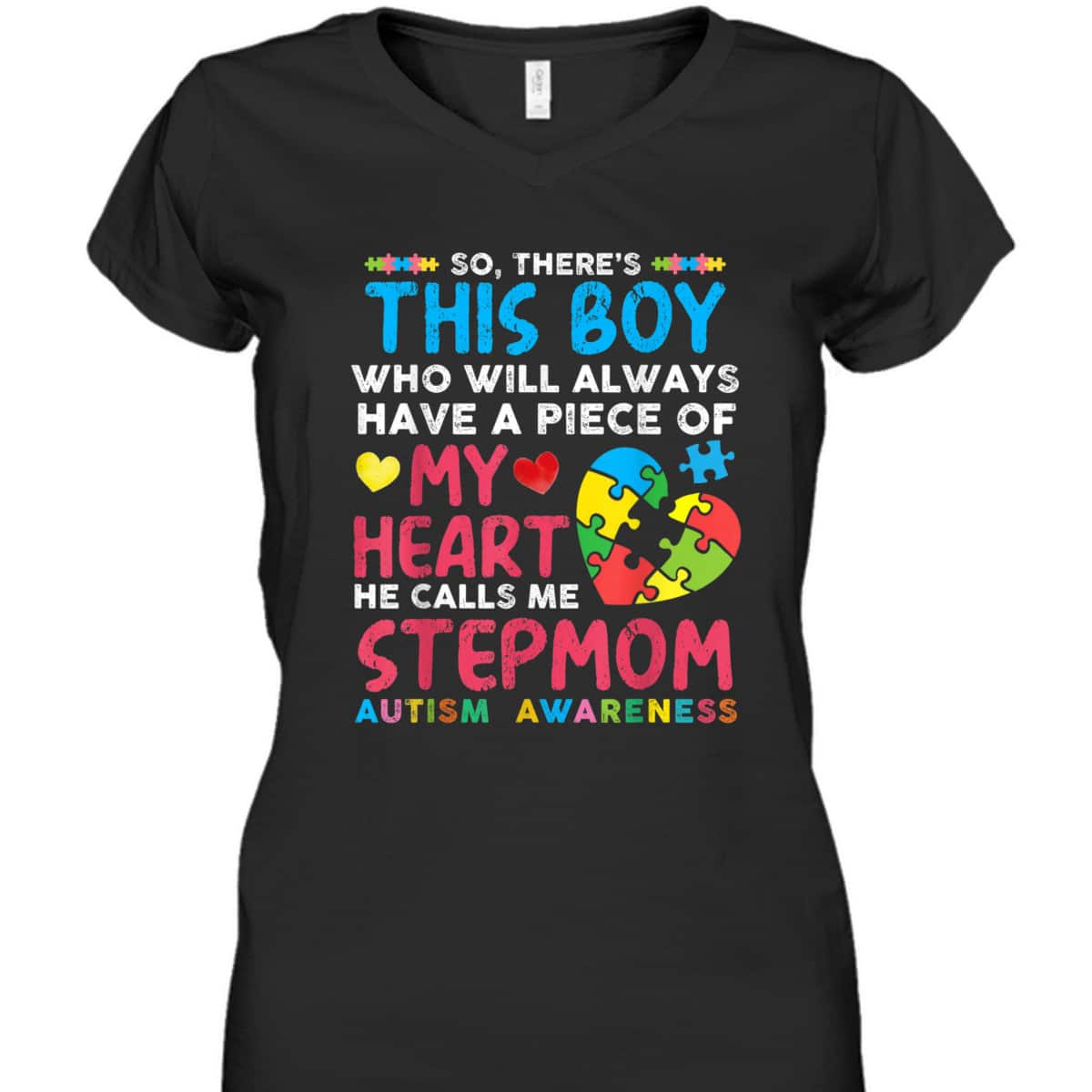 There's This Boy He Calls Me Stepmom Autism Awareness T-Shirt