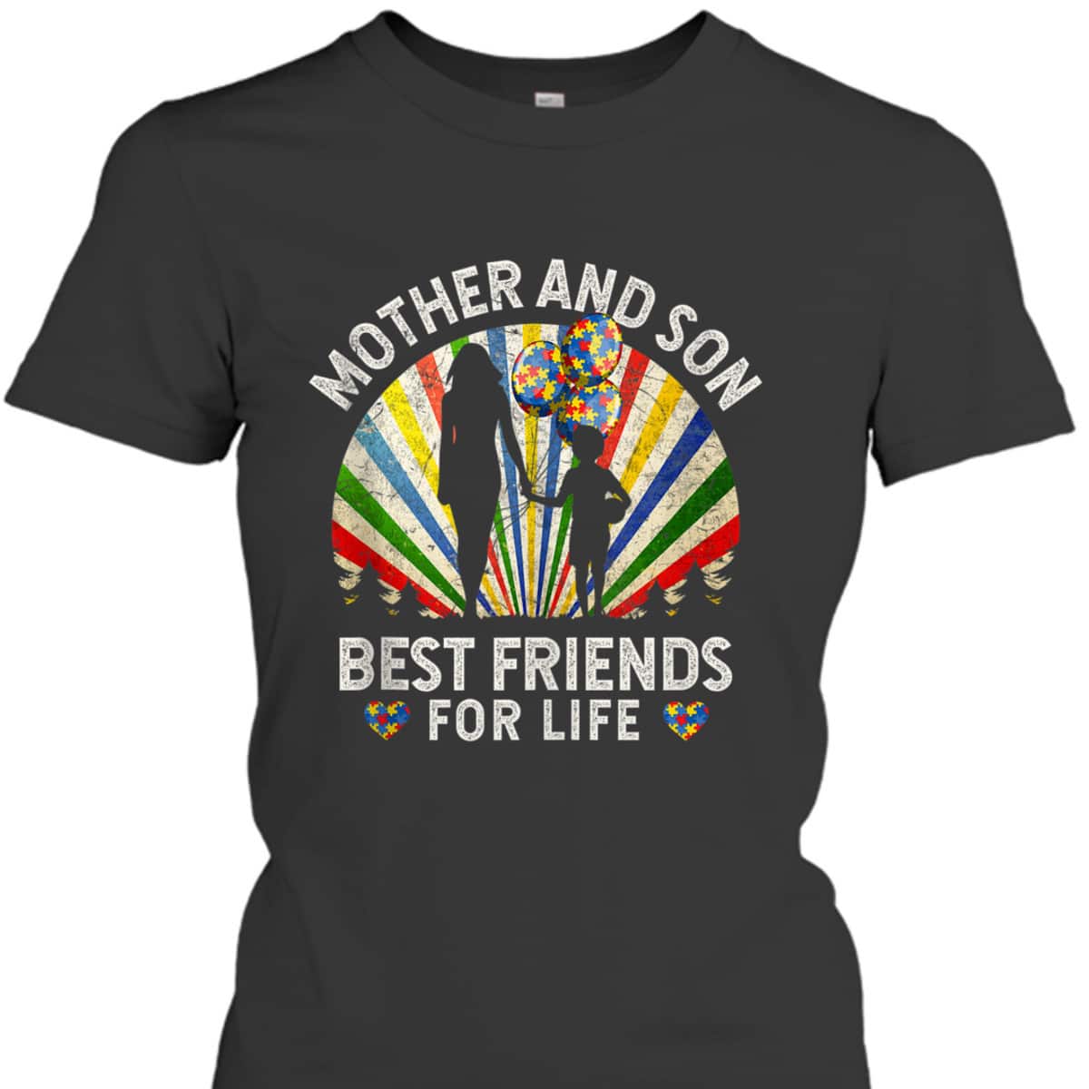 Mother And Son Best Friends For Life Autism Awareness Mom T-Shirt