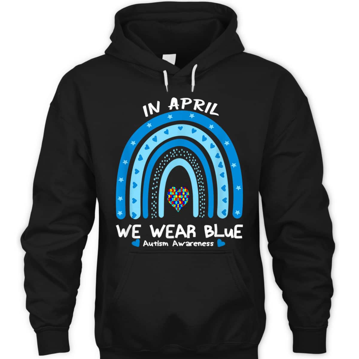 In April We Wear Blue Rainbow Autism Awareness Month T-Shirt