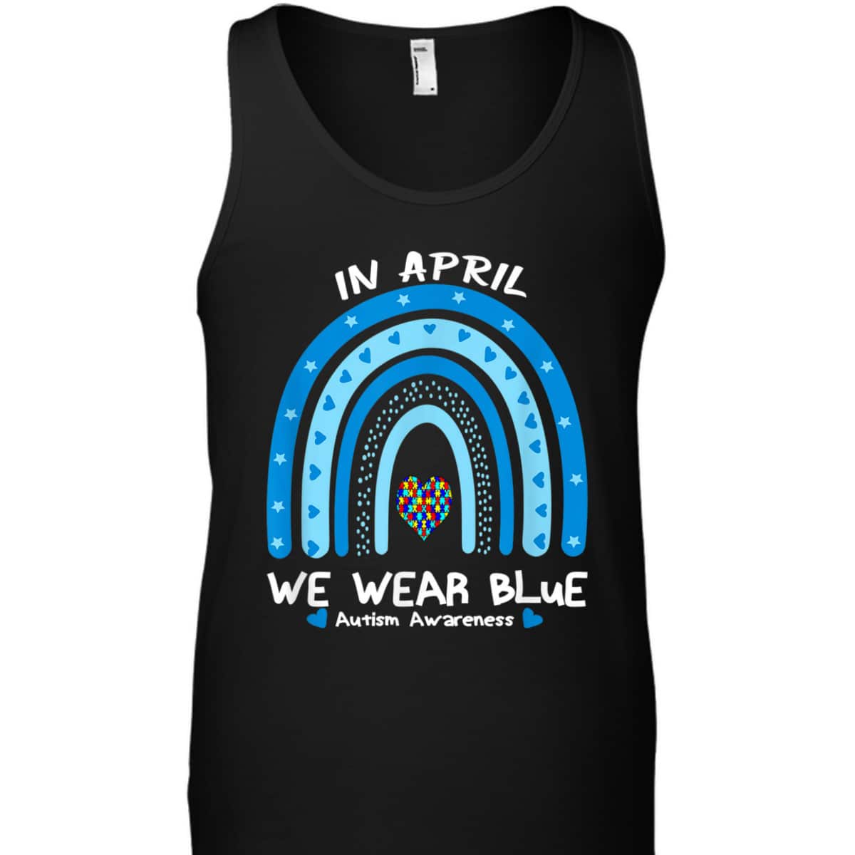 In April We Wear Blue Rainbow Autism Awareness Month T-Shirt