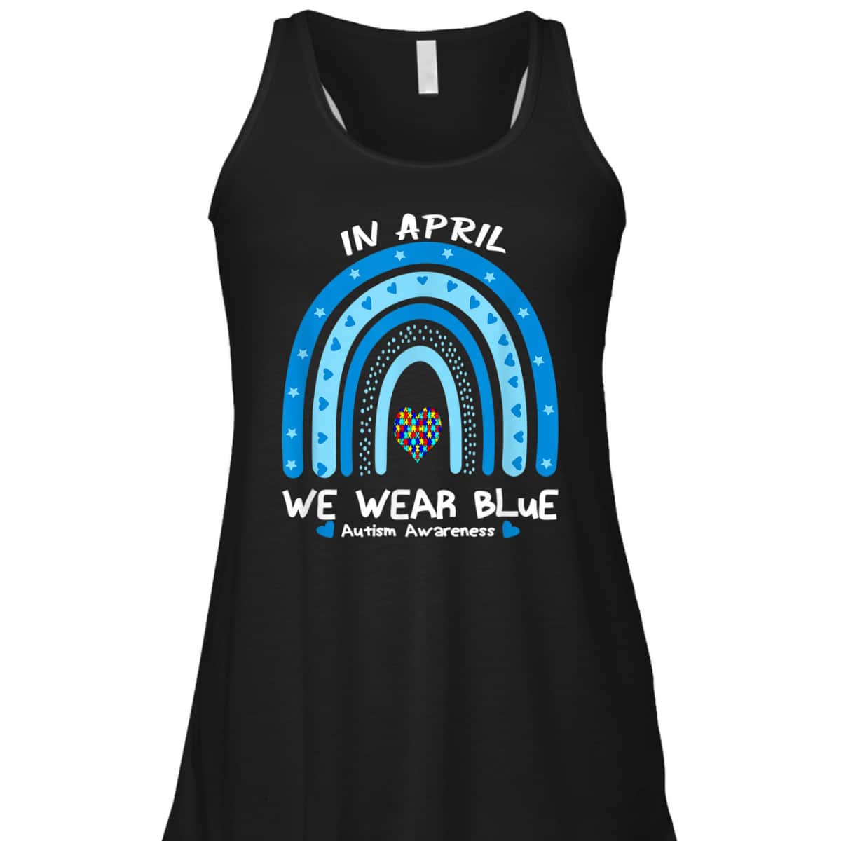 In April We Wear Blue Rainbow Autism Awareness Month T-Shirt