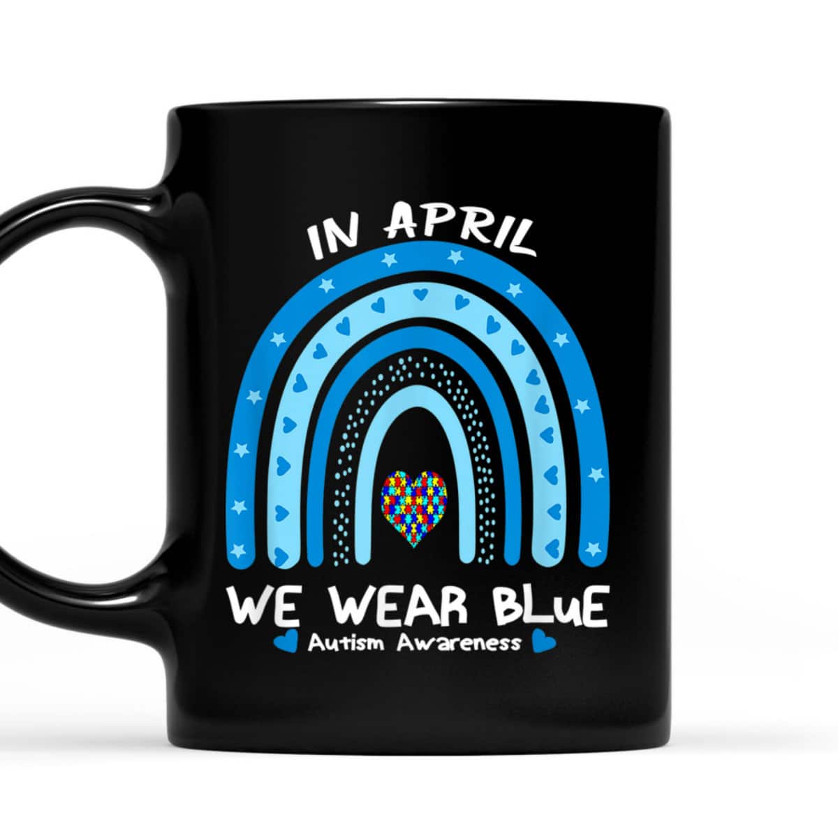 In April We Wear Blue Rainbow Autism Awareness Month T-Shirt