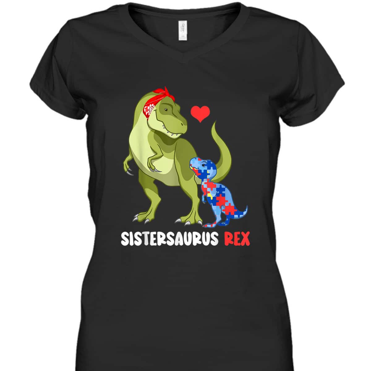 Sistersaurus Rex Sister Autism Awareness Dinosaur Puzzle T-Shirt Sistersaurus Rex Sister Autism Awareness Dinosaur Puzzle T-Shirt