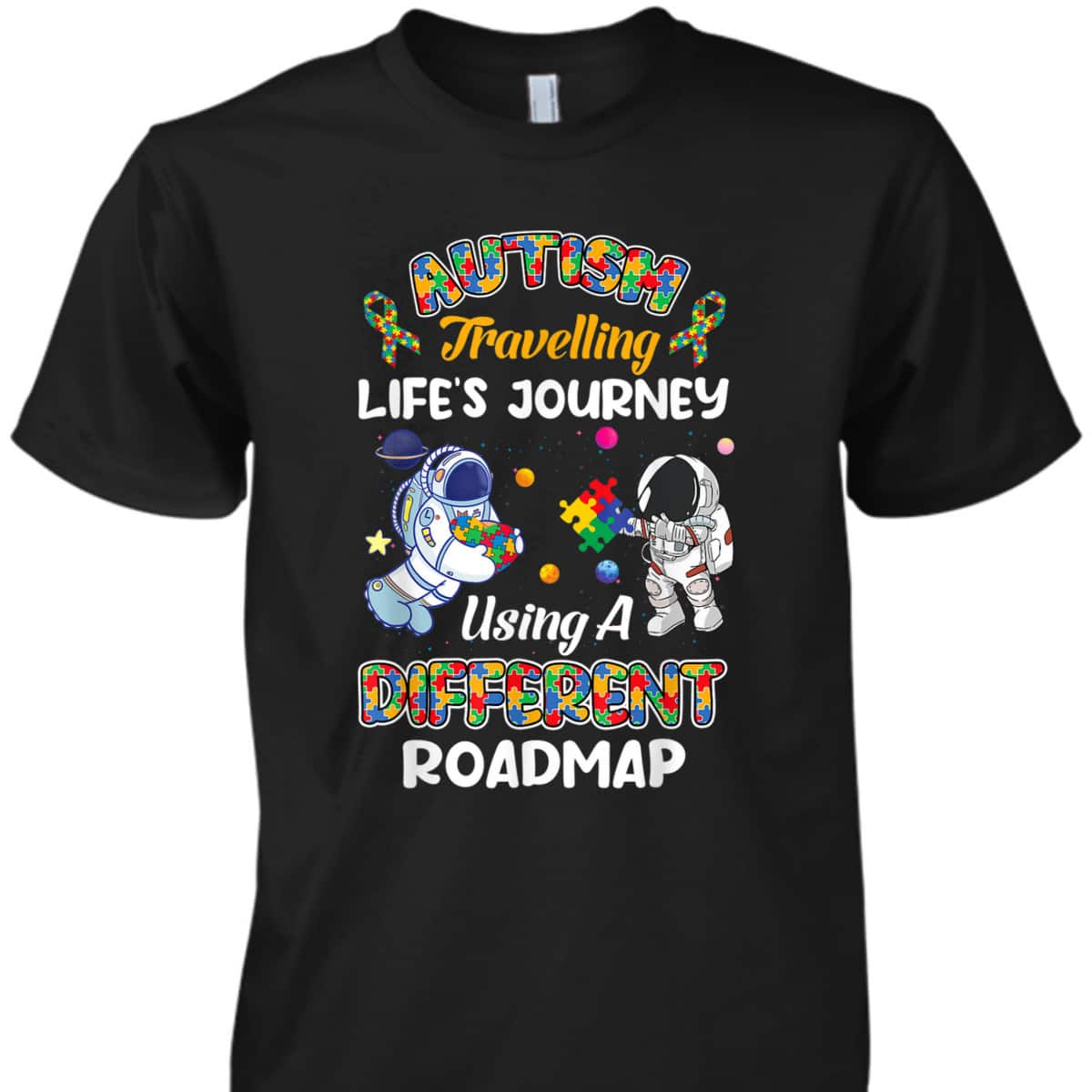 Autism Travelling Life's Journey Astronaut Autism Awareness T-Shirt