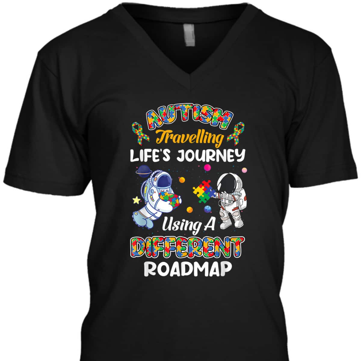 Autism Travelling Life's Journey Astronaut Autism Awareness T-Shirt