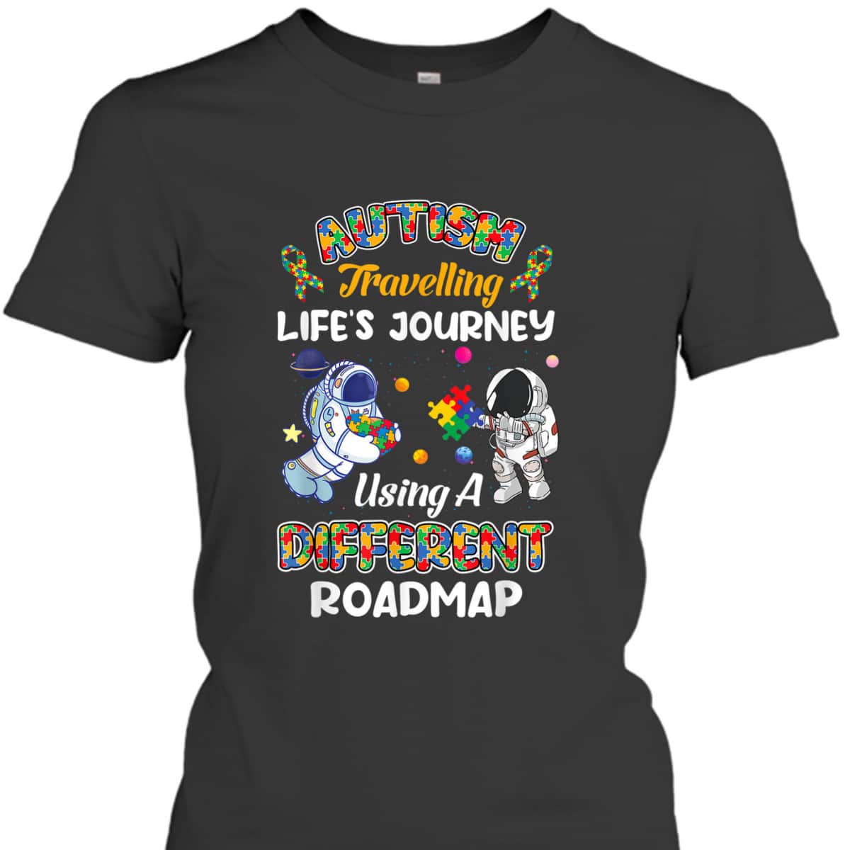 Autism Travelling Life's Journey Astronaut Autism Awareness T-Shirt