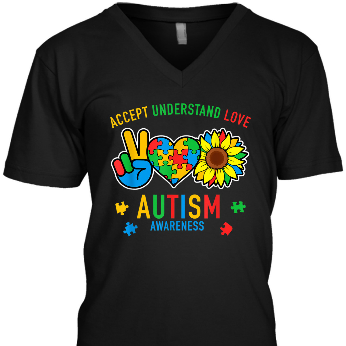 Autism Accept Understand Love Awareness Sunflower T-Shirt