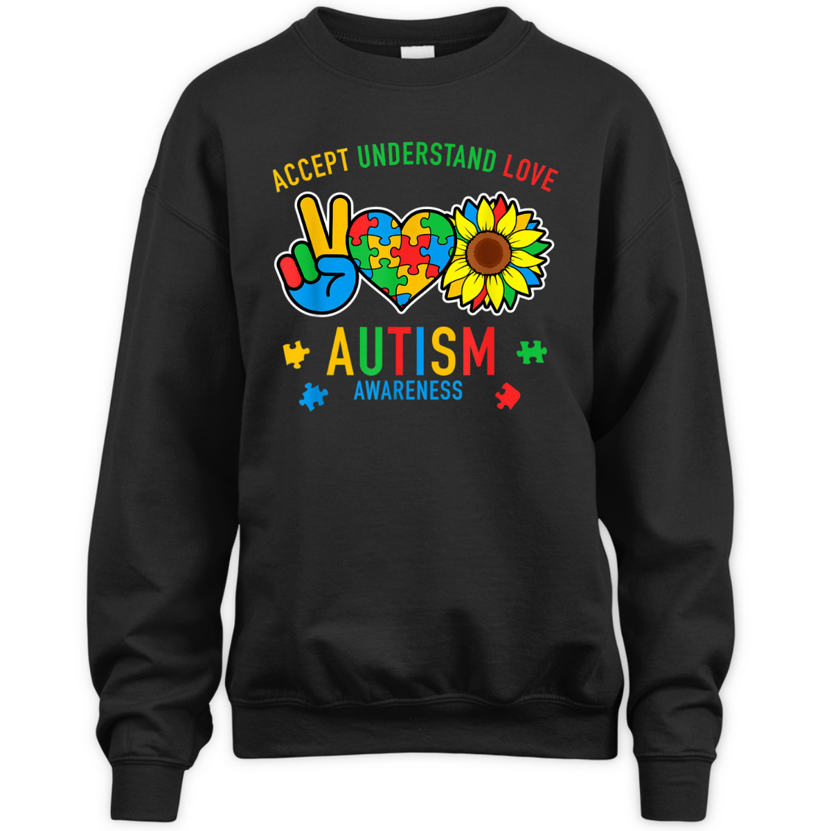 Autism Accept Understand Love Awareness Sunflower T-Shirt Autism Accept Understand Love Awareness Sunflower T-Shirt