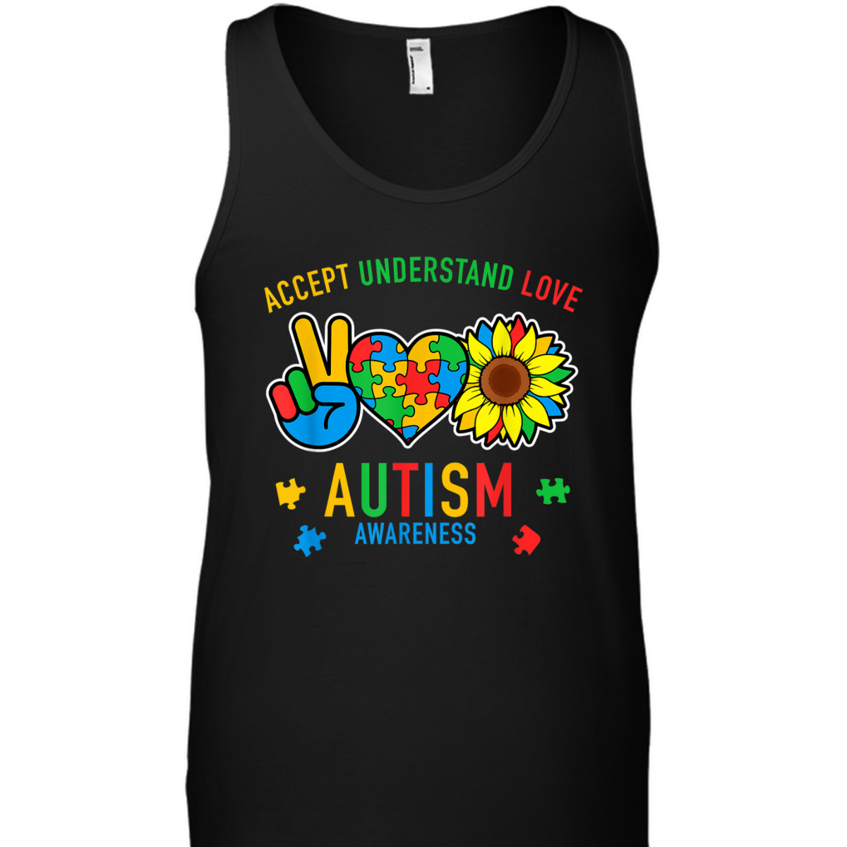 Autism Accept Understand Love Awareness Sunflower T-Shirt Autism Accept Understand Love Awareness Sunflower T-Shirt