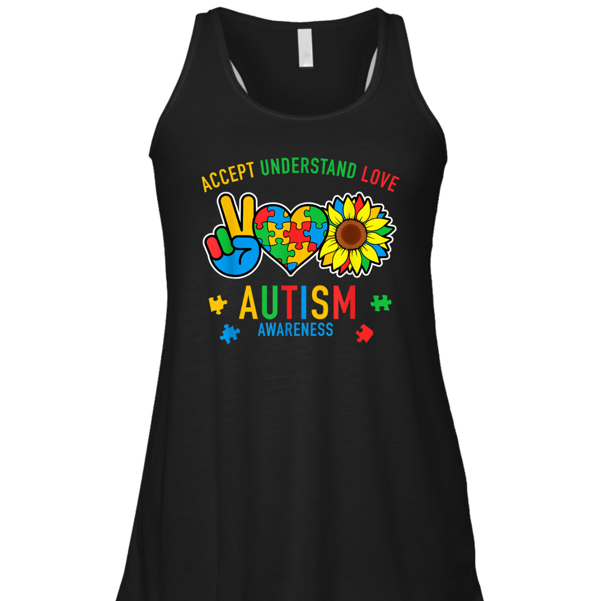 Autism Accept Understand Love Awareness Sunflower T-Shirt