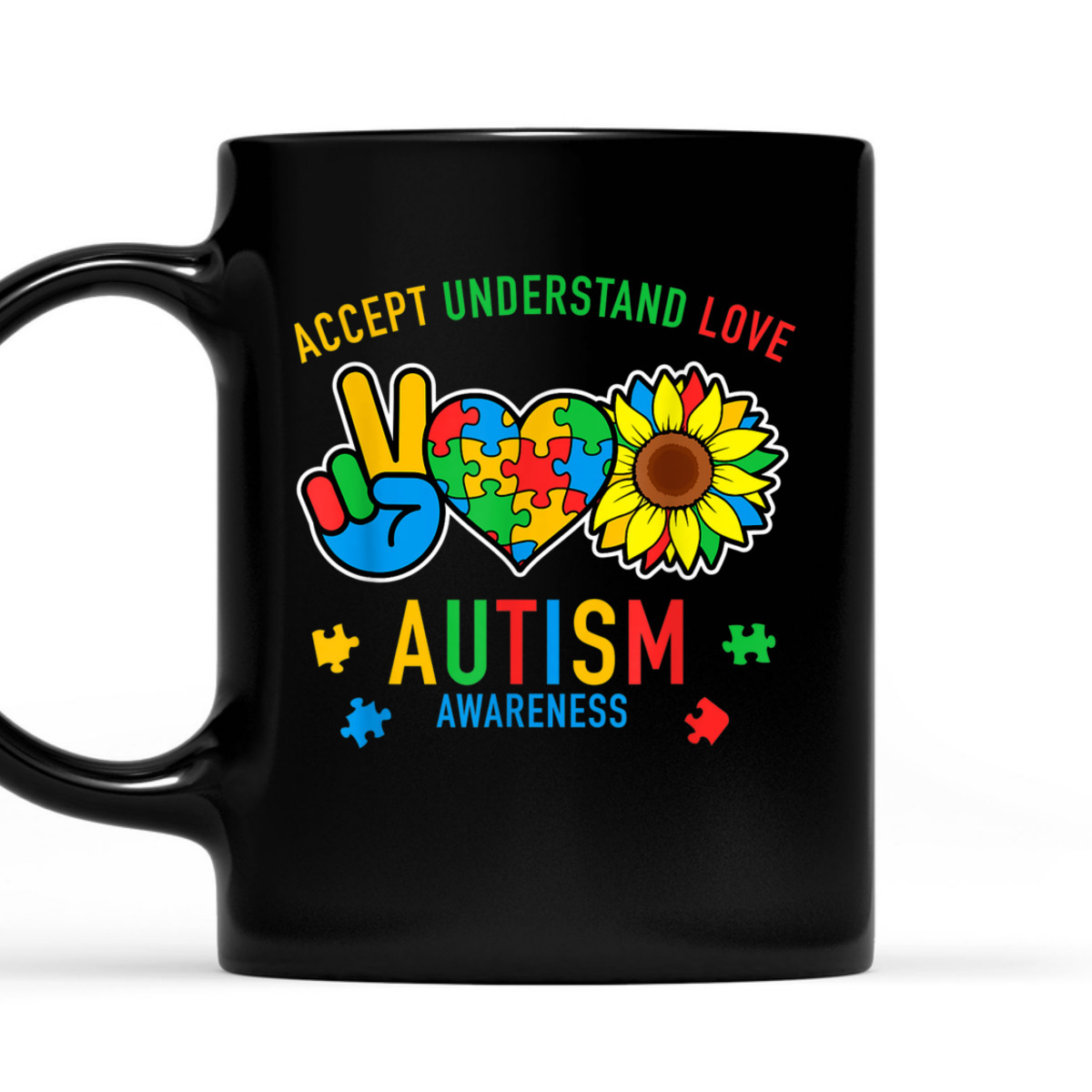 Autism Accept Understand Love Awareness Sunflower T-Shirt Autism Accept Understand Love Awareness Sunflower T-Shirt