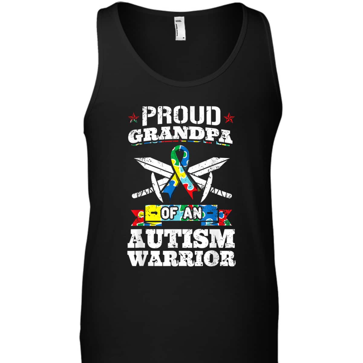 Proud Grandpa Of An Autism Warrior Autistic Awareness Ribbon T-Shirt