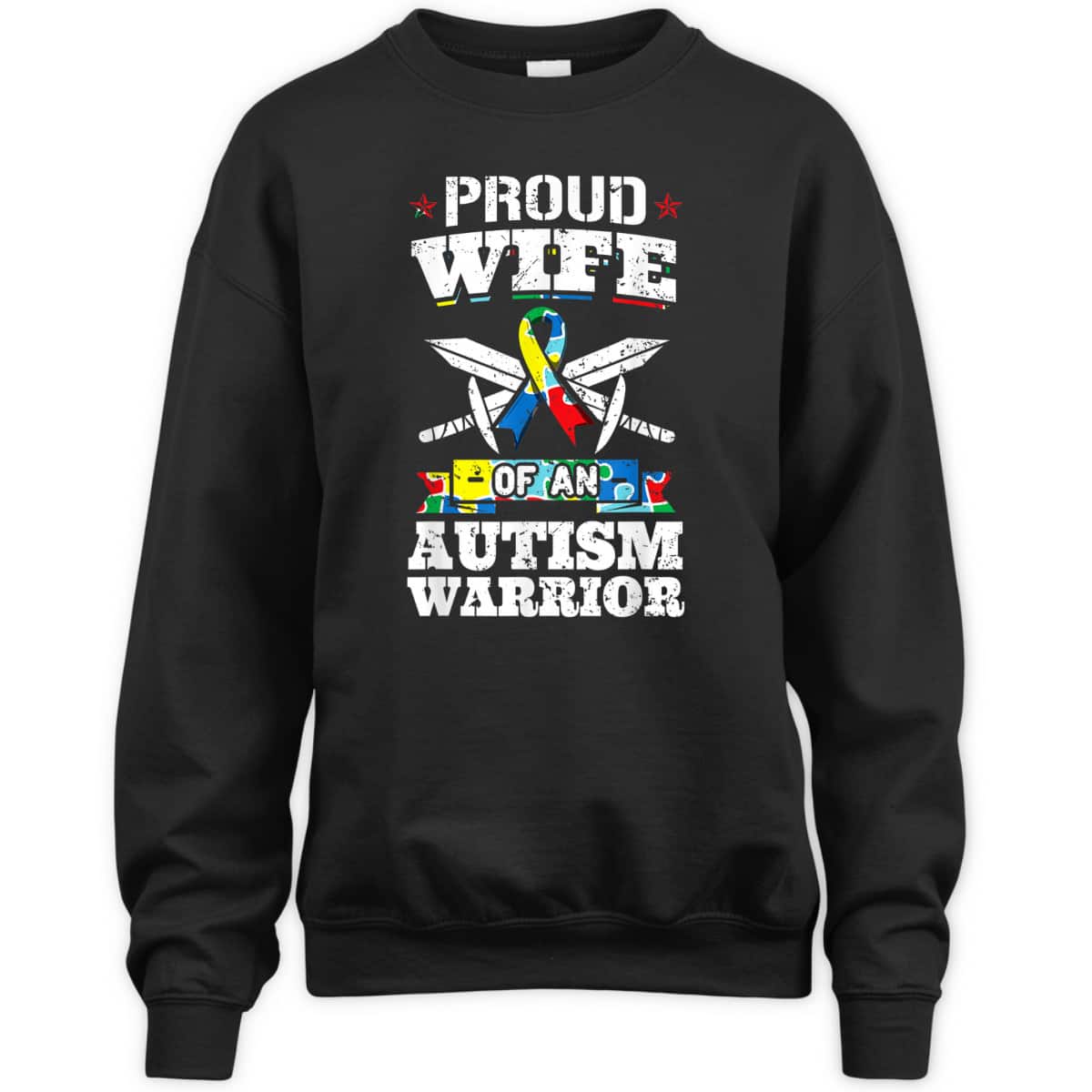 Proud Wife Of An Autism Warrior Autistic Awareness Ribbon T-Shirt