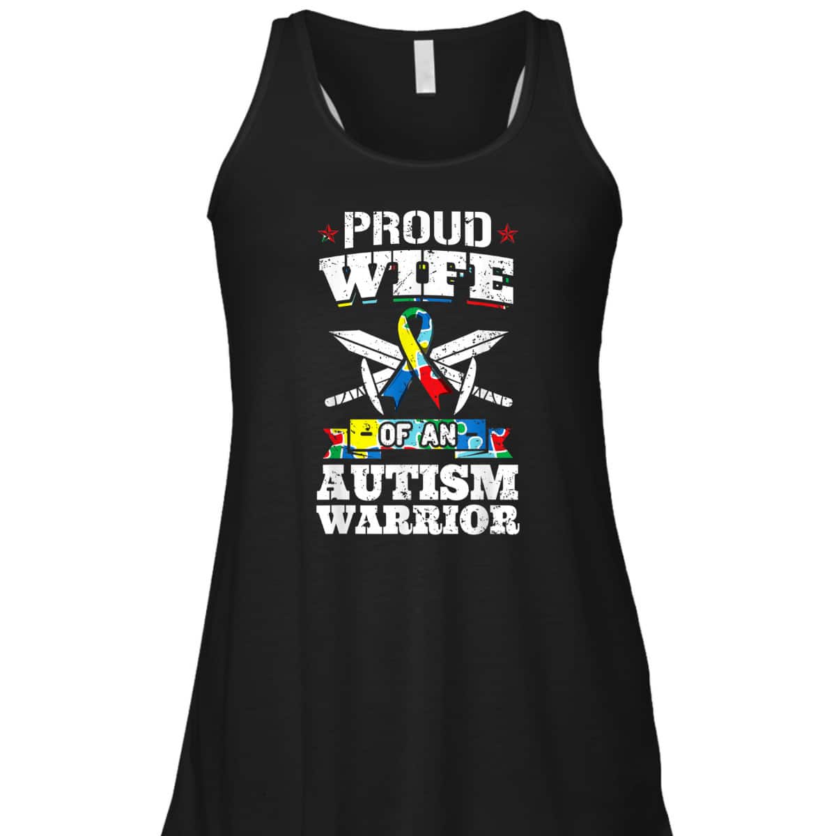 Proud Wife Of An Autism Warrior Autistic Awareness Ribbon T-Shirt